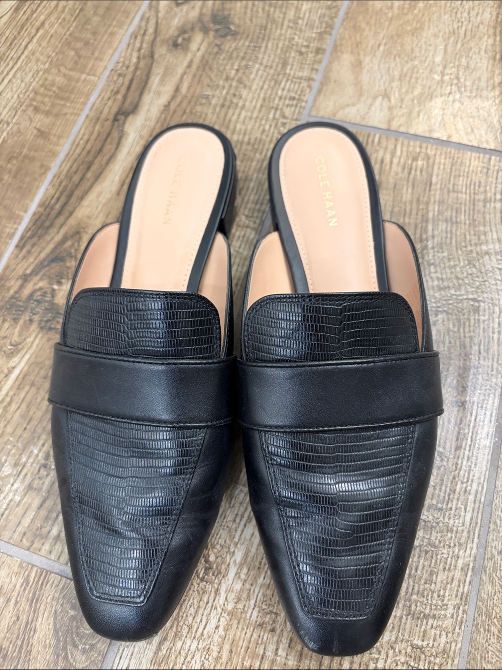 Cole Haan Black Leather Slip-On Mules Size 9.5